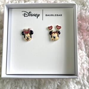 Disney BaubleBar Minnie Mouse Mickey Mouse Heart Valentines Stud Earring Set NEW